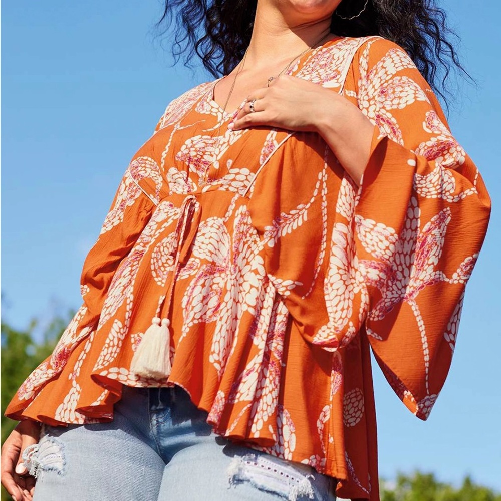 Maurice’s Floral Flounce Sleeve Peplum Top